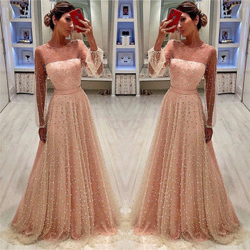 SEE THROUGH TULLE BUBBLE SLEEVES PARTY GOWNS ROM DRESS HZ1023